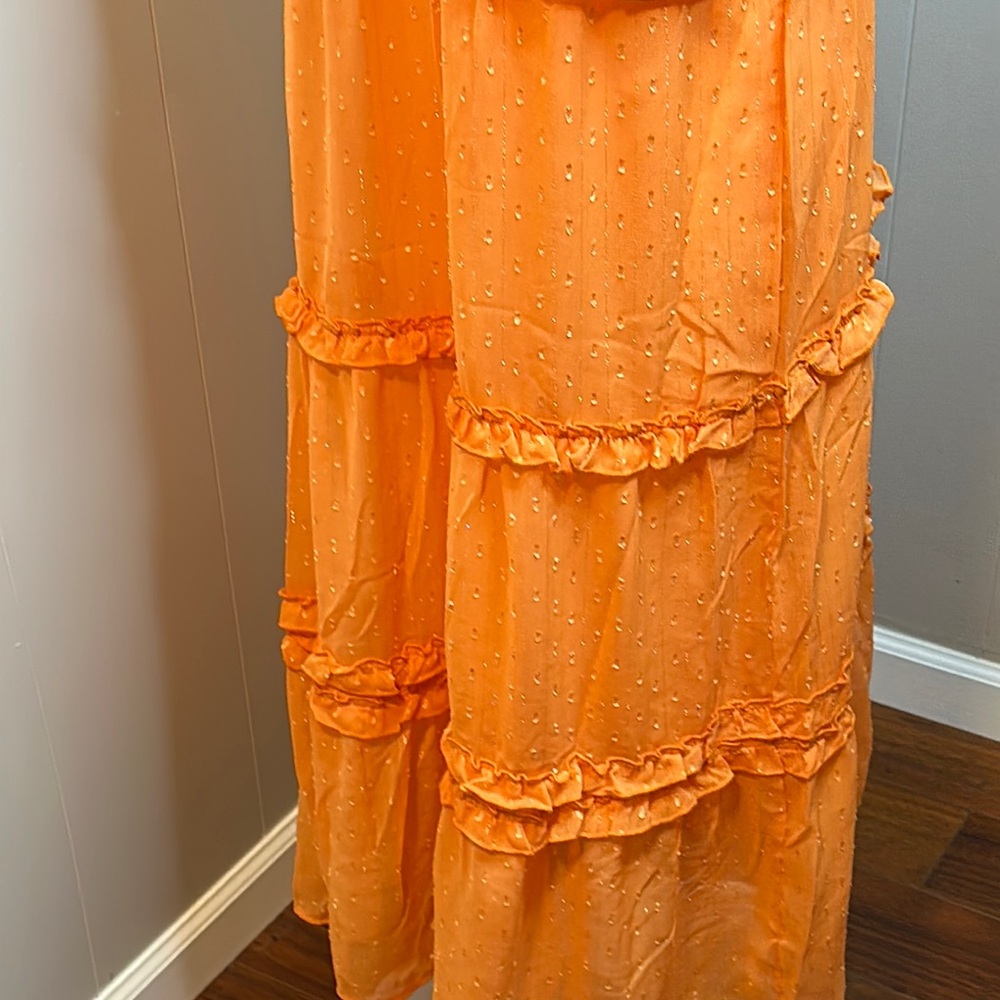 NWT Double D Ranch Orange Ruffle Smocked Maxi Dress - Picture 9 of 15